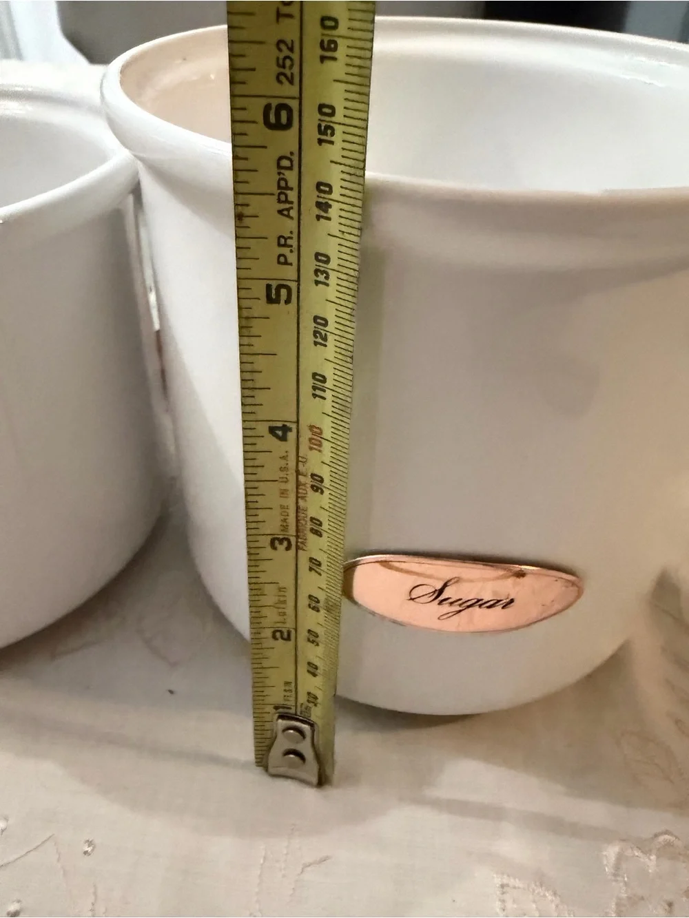 White Ceramic Kitchen Canister Set with Copper Lids - Picture 8 of 12